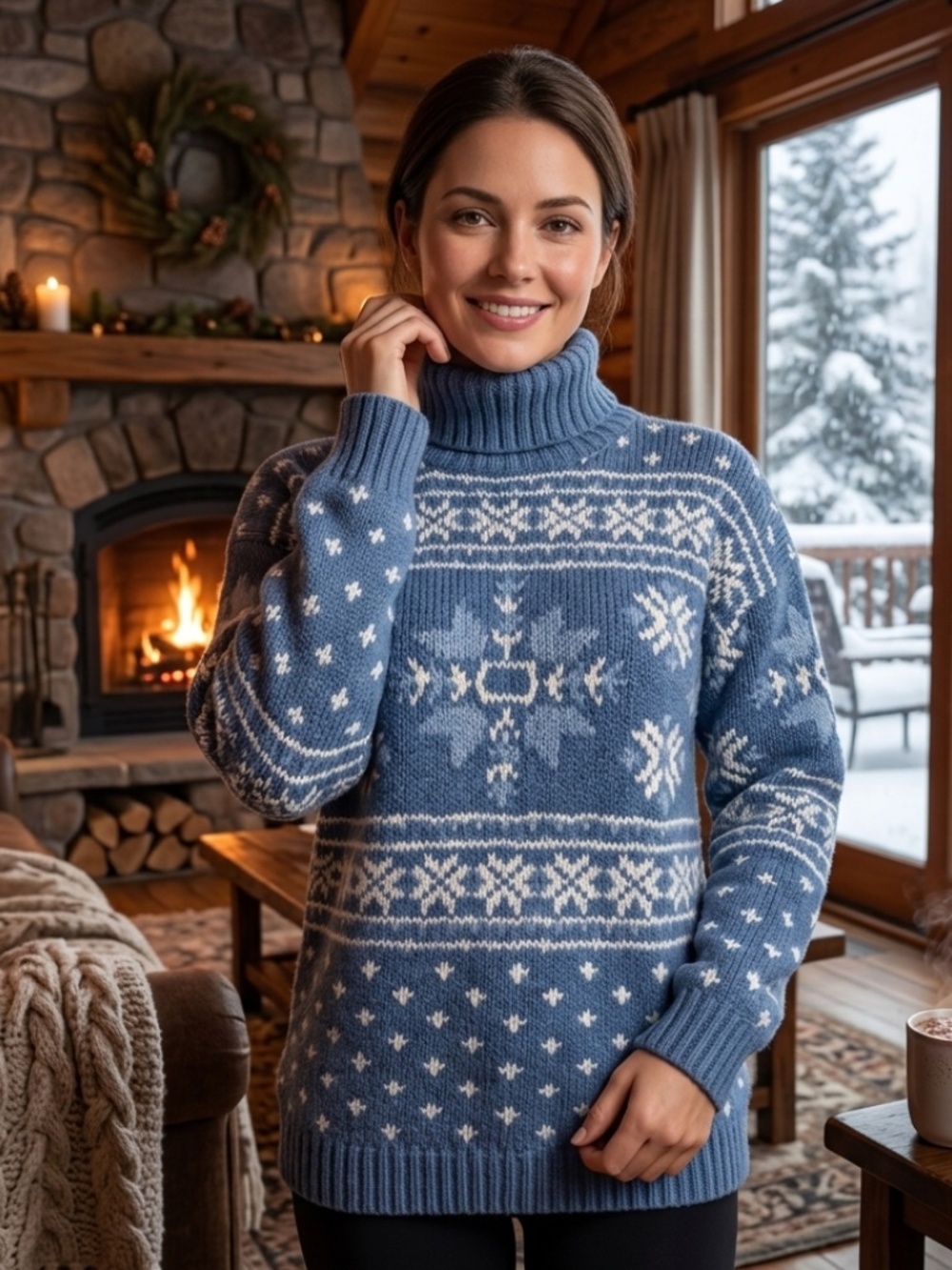 Jones New York Sport Petite Hand Knit Cozy Turtle Neck Sweater